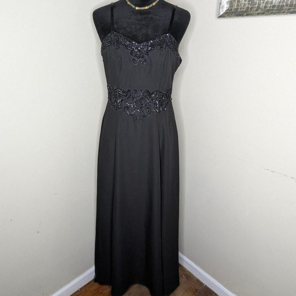 Black formal dress with beaded detail